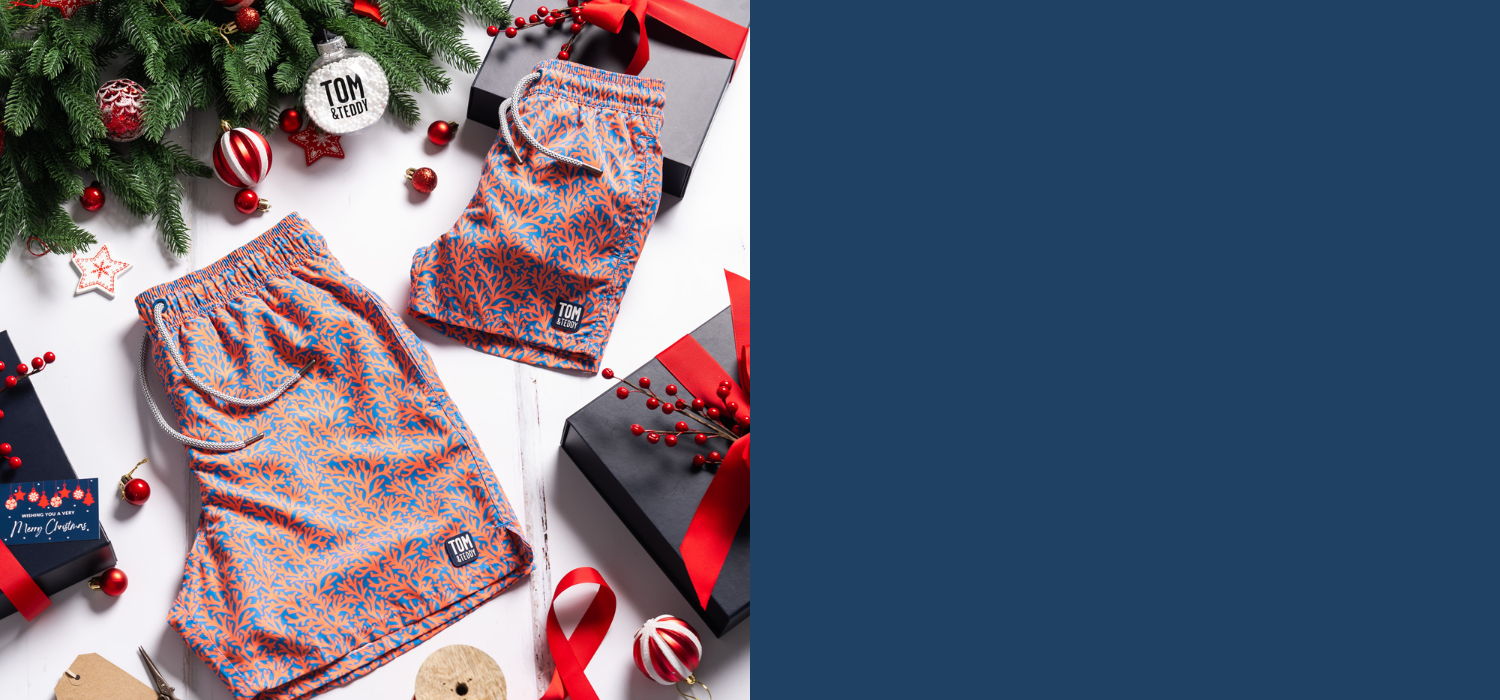 Father and son enjoying Christmas on the beach